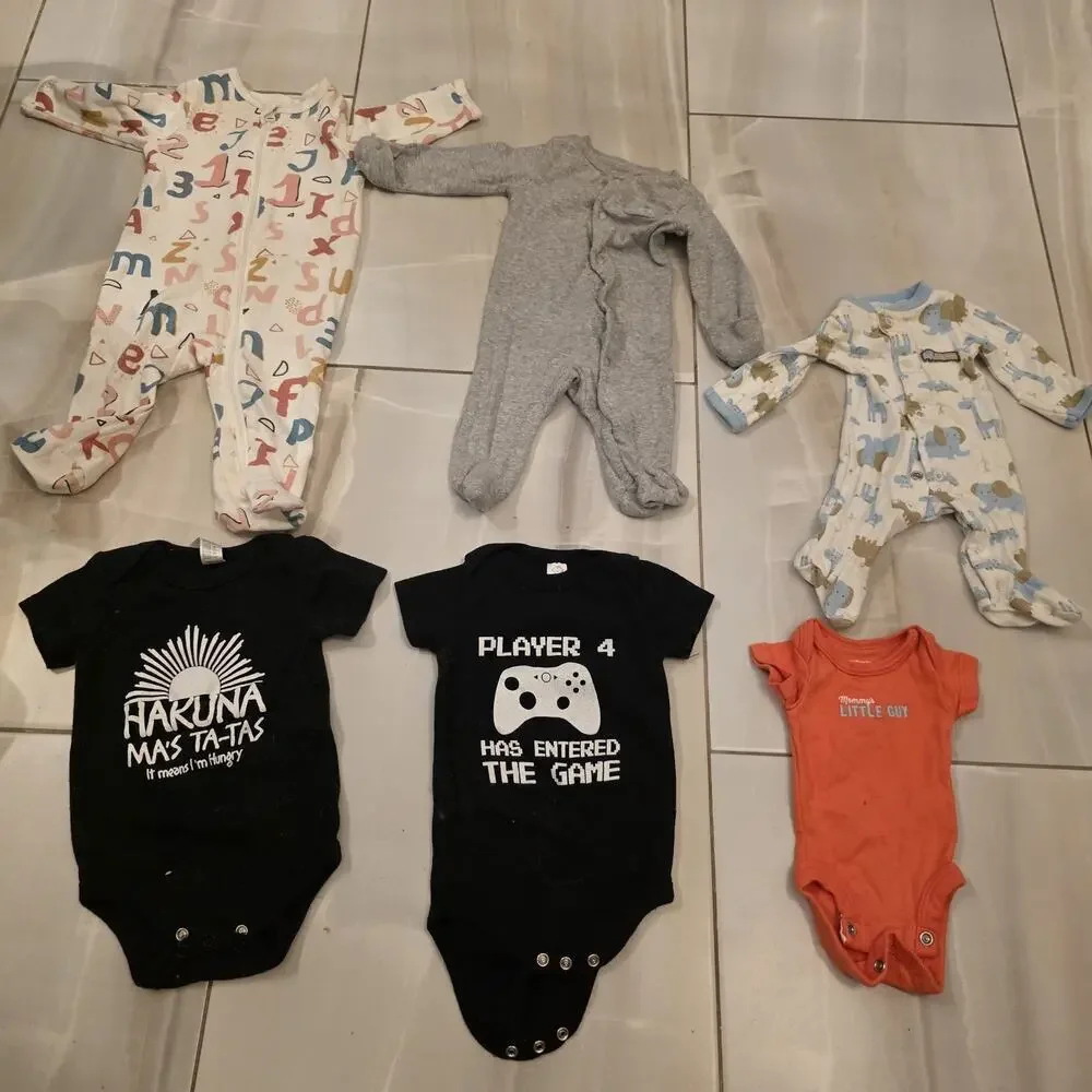 Preemie Boys Bodysuits Sleepers Bundle Lit Of 6‎ Preemie Newborn Sizes